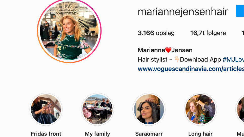 Marianne Jensen, screendump fra Instagram